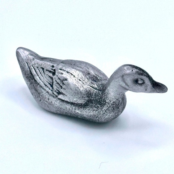 Other - Vintage Miniature Pewter Duck Figurine Hand Cast Farmhouse Cottagecore‎ Decor